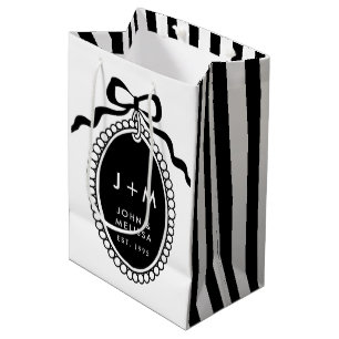 Black Bow Coquette Anniversary Charm Medium Gift Bag