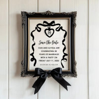 Black Bow Coquette Anniversary Party Invitation