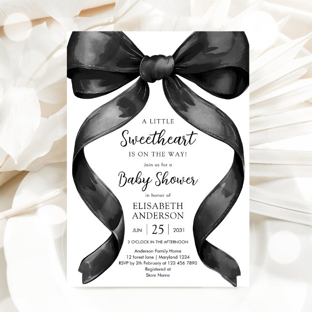 Black Bow Coquette Baby Shower Invitation (Creator Uploaded)
