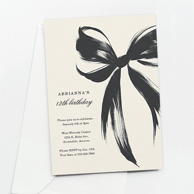 Black Bow Coquette Birthday Invitation (Creator Uploaded)