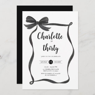 Black Bow Coquette Bow 30th Birthday Invite