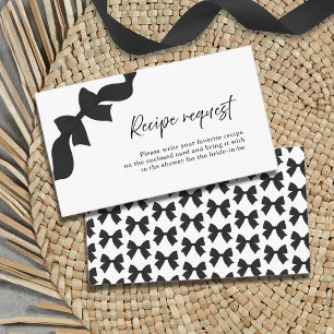 Black Bow Coquette Bridal Shower Recipe Request Enclosure Card