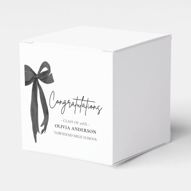 Black Bow Coquette Graduation Congratulation Favour Box (Front Side)