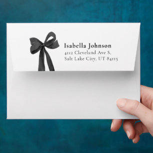 Black Bow Coquette Graduation Return Address Envelope