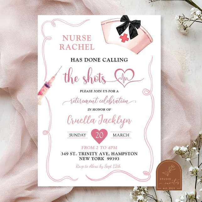 Black Bow Coquette Nurse Retirement Party  Invitation (Creator Uploaded)