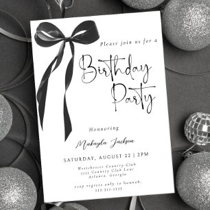 Black Bow Coquette Party Birthday Invitation