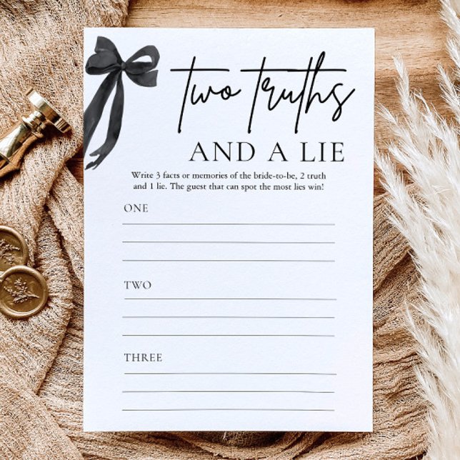 Black Bow Coquette Two Truths and a Lie Game Invitation (Black Bow Coquette Two Truths and a Lie Game)