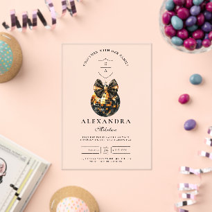 Black Bow Disco Ball Graduation Party  Acrylic Invitations