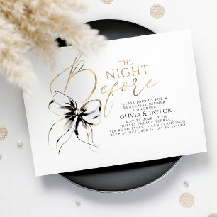 Black Bow Elegant Modern Chic Rehearsal Dinner Invitation