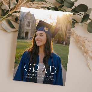 Black Bow Elegant Photo Graduation Invitation Postcard