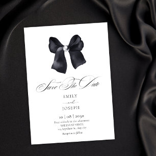 Black bow elegant wedding  invitation