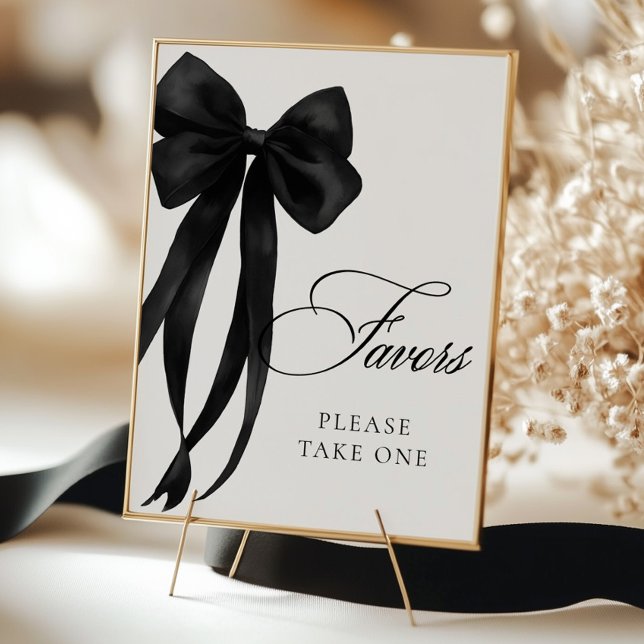 Black Bow Favors Table Sign Poster (Creator Uploaded)