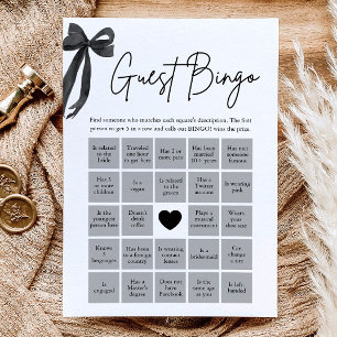 Black Bow Find the Guest Bingo Bridal Shower Game Invitation