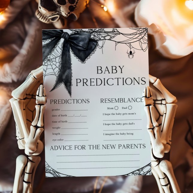 Black Bow Gothic Little Boo Baby Predictions Game (Black Bow Gothic Little Boo Baby Shower Baby Predictions Game)