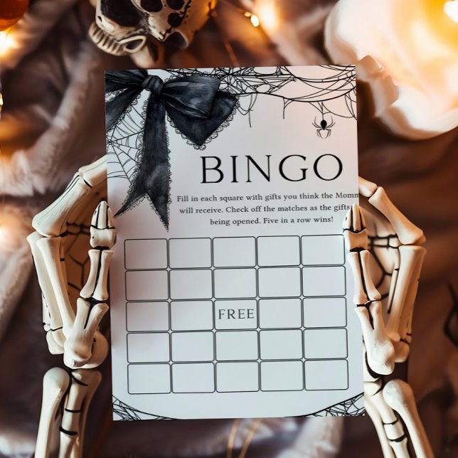 Black Bow Gothic Little Boo Bingo Game (Black Bow Gothic Little Boo Baby Shower Bingo Game)