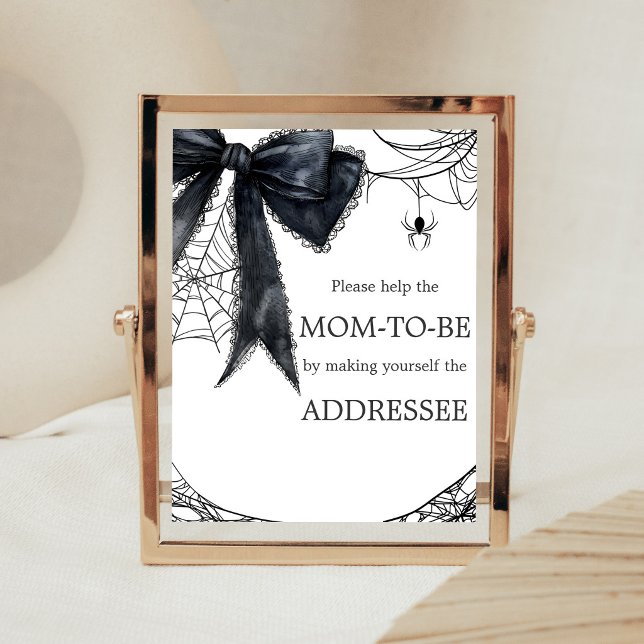 Black Bow Gothic Little Boo Envelope Station Sign (Black Bow Gothic Little Boo Baby Shower Envelope Station Sign)