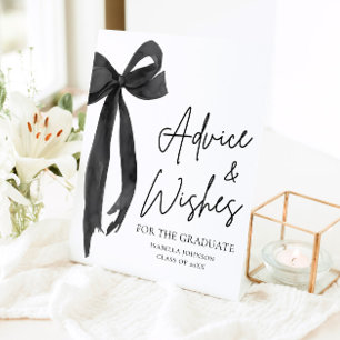 Black Bow Grad Party Graduate Advice and Wishes Pedestal Sign