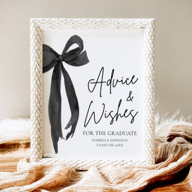 Black Bow Grad Party Graduate Advice and Wishes Poster (Creator Uploaded)