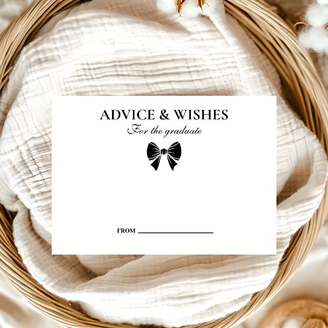 Black Bow Graduation Advice and Whishes Enclosure Card (Creator Uploaded)
