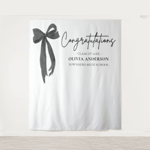 Black Bow Graduation Congratulation Photo Backdrop Tapestry