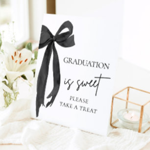 Black Bow Graduation is Sweet Please Take A Treat Pedestal Sign