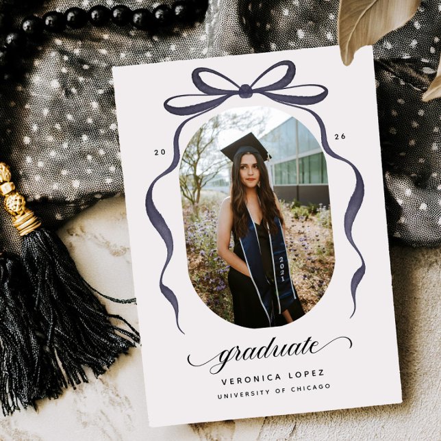 Black Bow Graduation Open House Party Invitation (Creator Uploaded)