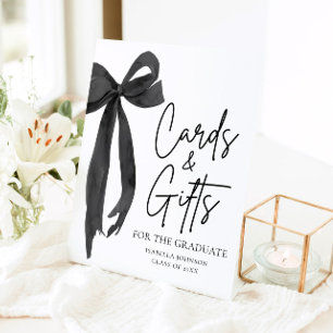 Black Bow Graduation Party Graduate Cards & Gifts Pedestal Sign
