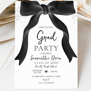 Black Bow Graduation Party Invitation