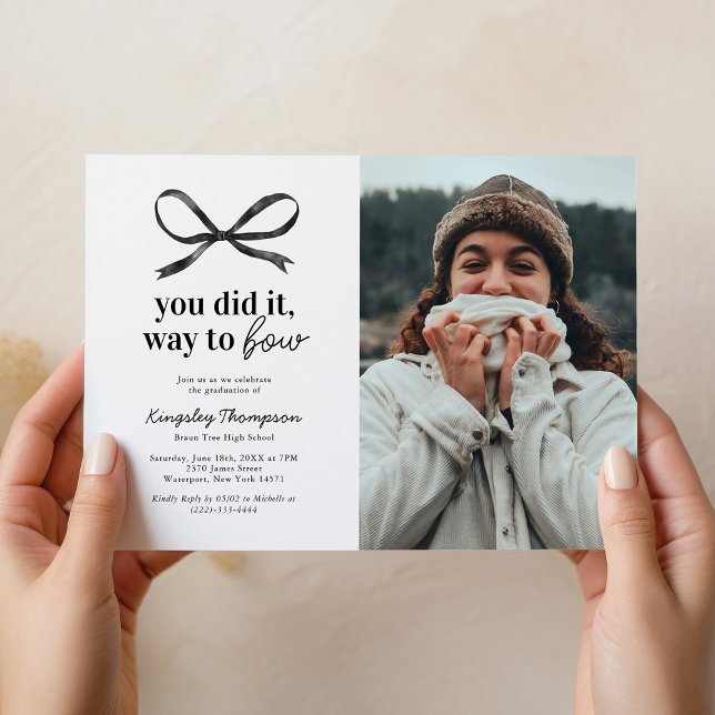 Black Bow Graduation Party Invitation (Creator Uploaded)