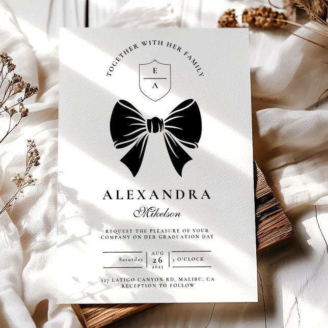 Black Bow Graduation Party  Invitation (Creator Uploaded)