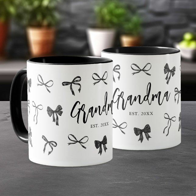 Black Bow Grandma Year Established Mug (Creator Uploaded)