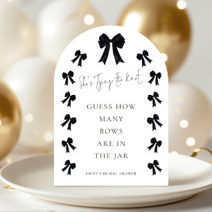 Black Bow Guess How Many Game Bridal Shower Arch Invitation