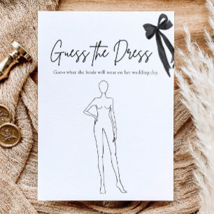 Black Bow Guess The Dress Bridal Shower Game Invitation