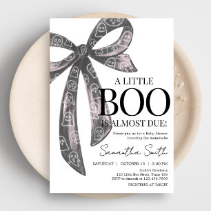 Black Bow Halloween Baby Shower Invitation
