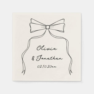 Black Bow Hand Drawn Quirky Wedding Napkin