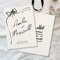 Black Bow Handdrawn Stylish Trendy Wedding