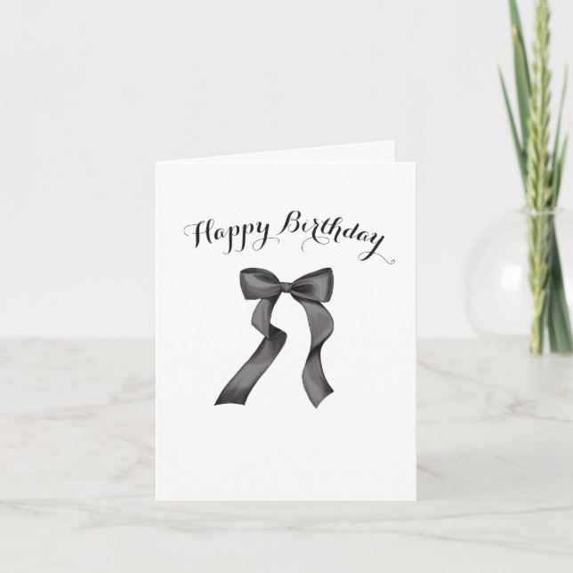 Black bow Happy Birthday  Holiday Card (Front)
