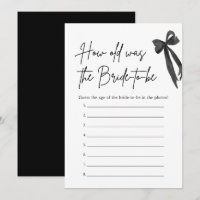 Black Bow How Old Was the Bride Bridal Shower Game