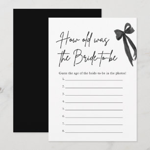 Black Bow How Old Was the Bride Bridal Shower Game Invitation