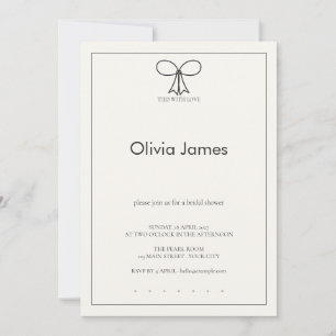Black Bow Ivory Modern Bridal Shower Invitation