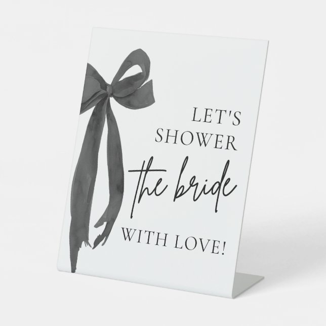 Black Bow Let's Shower The Bride With Love Sign (Front)
