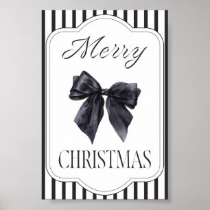 Black Bow Merry Christmas Wall Art