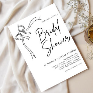 Black Bow Minimal and Chic Bridal Shower  Invitation