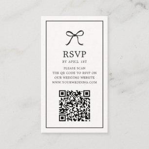 Black Bow Minimalist Elegant RSVP Card