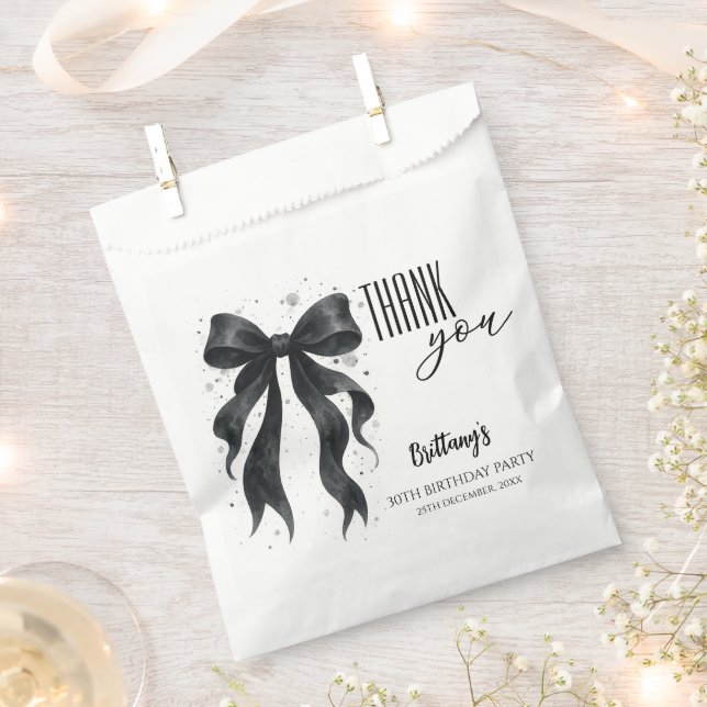 Black Bow Modern 30th Birthday  Favour Bags (Clipped)
