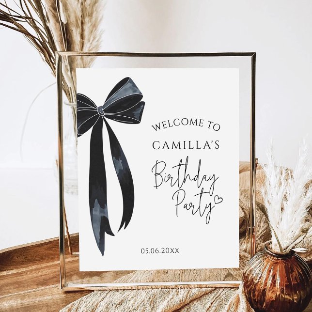 Black Bow Modern Birthday Welcome Poster (Creator Uploaded)