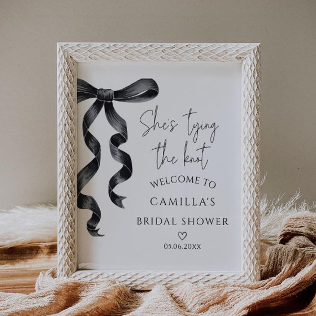 Black Bow Modern Bridal Shower Welcome Poster (Creator Uploaded)