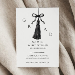 Black Bow Modern Class of 2026 Graduation  Announcement
