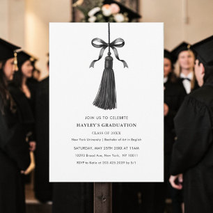 Black Bow Modern College Graduation Party Invitation