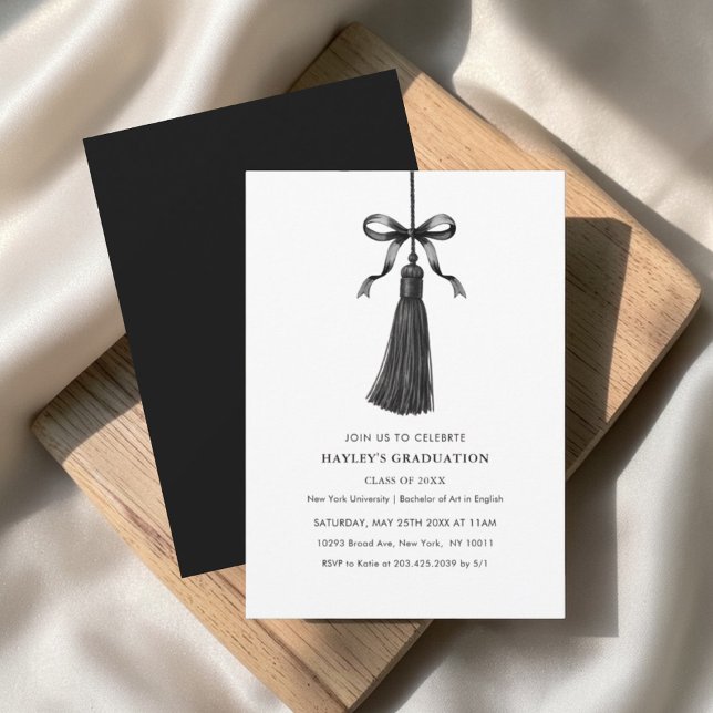 Black Bow Modern College Graduation Party Invitation (Creator Uploaded)
